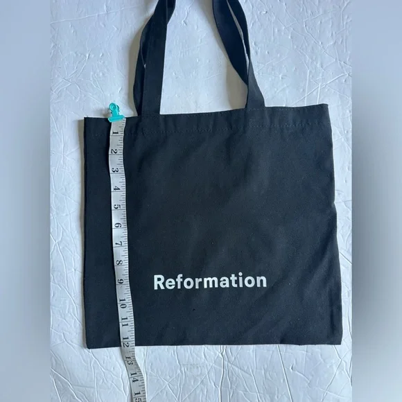 Reformation Women’s Black Cotton Small Tote with White Logo- Size 13x12 - Picture 5 of 7
